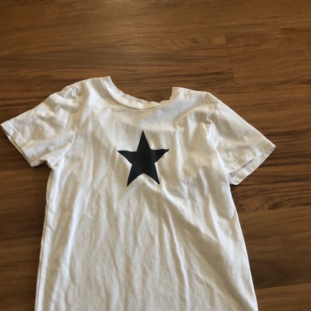 White T-Shirt with Star Detail